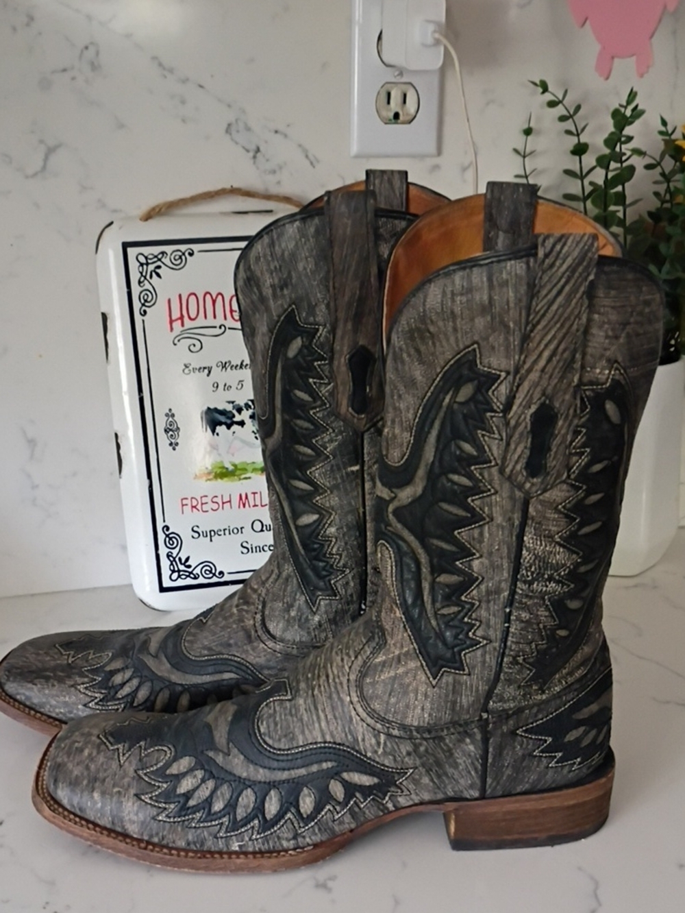 Corral Black And Grey  Men's Leather Western Boots